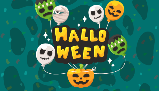 创意快乐万圣节气球背景矢量素材(EPS/AI)