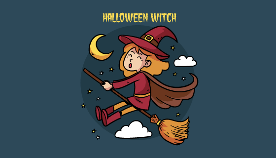 可爱的万圣节女巫矢量素材(EPS/AI/PNG)