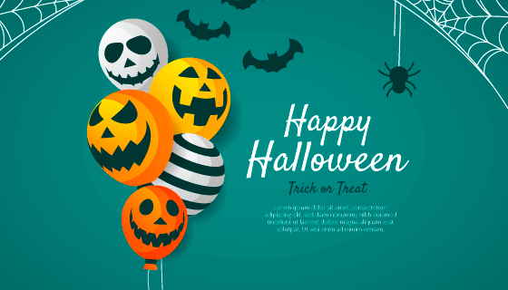 创意快乐万圣节气球背景矢量素材(EPS/AI)