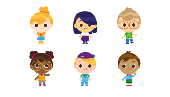 扁平可爱的儿童人物矢量素材(EPS/AI/PNG)