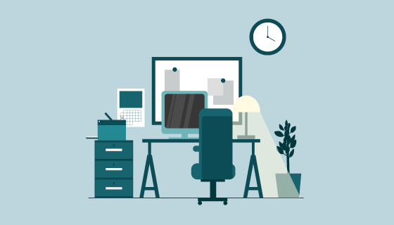 扁平风格办公桌矢量素材(EPS/AI/PNG)