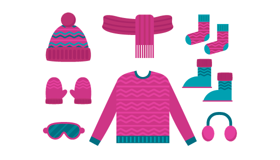 扁平风格冬季服饰矢量素材(EPS/AI/PNG)