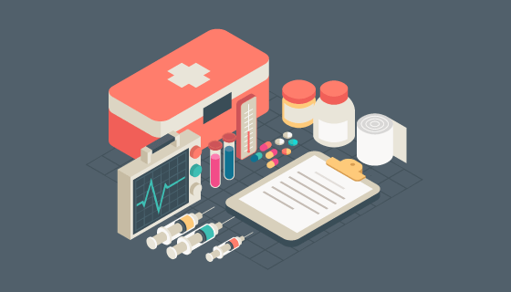 扁平医疗用品矢量素材(EPS/AI/PNG)