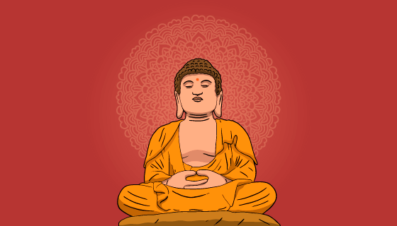 扁平风格佛像矢量素材(EPS/AI/PNG)