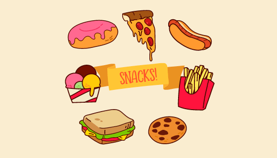 手绘美味点心矢量素材(EPS/AI/PNG)