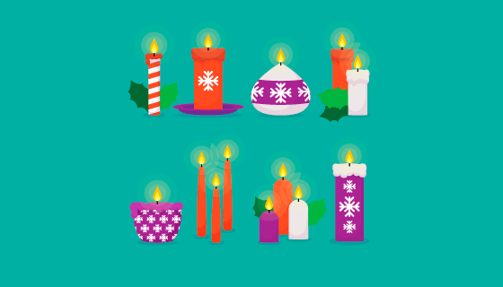 扁平圣诞节蜡烛矢量素材(EPS/AI/PNG)