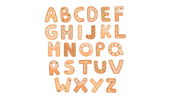 圣诞卡通字母矢量素材(EPS/AI/PNG)