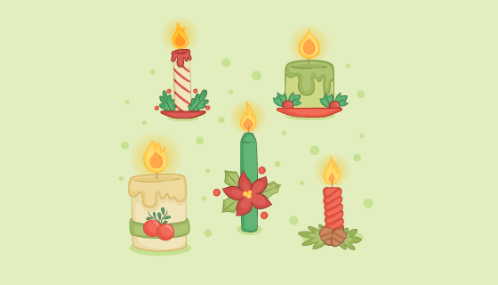 手绘圣诞节蜡烛矢量素材(EPS/AI)