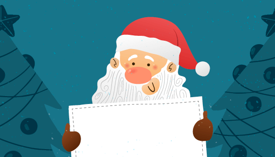 手绘圣诞老人手持白板矢量素材(EPS/AI)