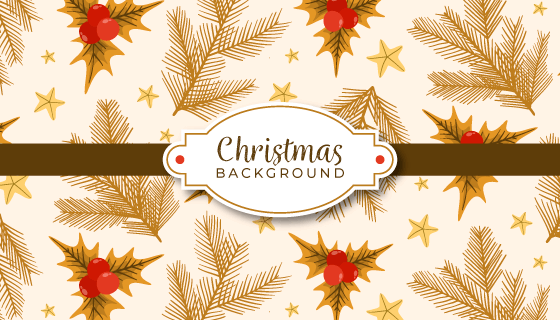 金色叶子圣诞节背景矢量素材(EPS/AI)