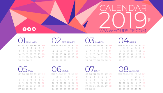 2019日历矢量素材(EPS/AI)