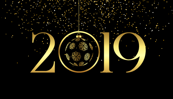 金色2019新年快乐矢量素材(EPS)