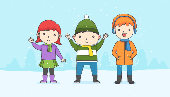冬天里的孩子们矢量素材(EPS/AI/PNG)