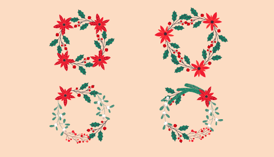 漂亮的圣诞花环矢量素材(EPS/AI/PNG)