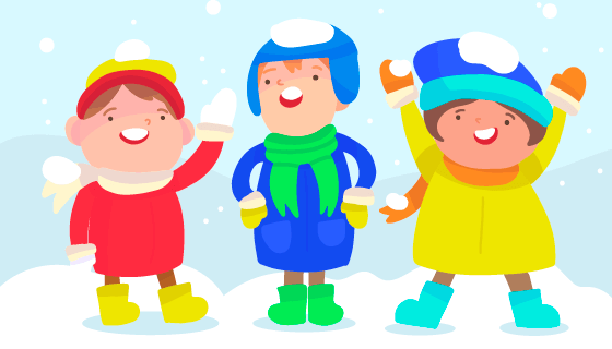 冬天里玩耍的孩子们矢量素材(EPS/AI)