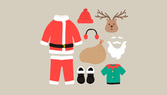 扁平风格圣诞老人装备矢量素材(EPS/AI/PNG)