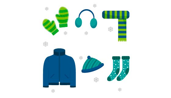 扁平风格冬天衣物和必需品矢量素材(EPS/AI/PNG)