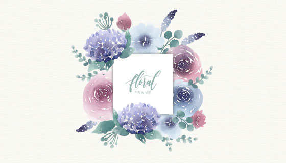 漂亮水彩花卉矢量素材(EPS/AI/PNG)