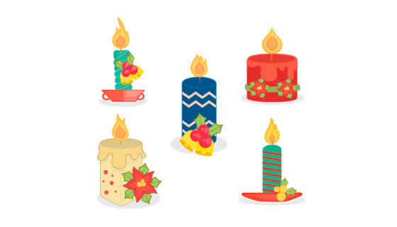 创意多彩圣诞节蜡烛矢量素材(EPS/AI/PNG)