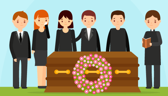 扁平风格葬礼设计矢量素材(EPS/AI)