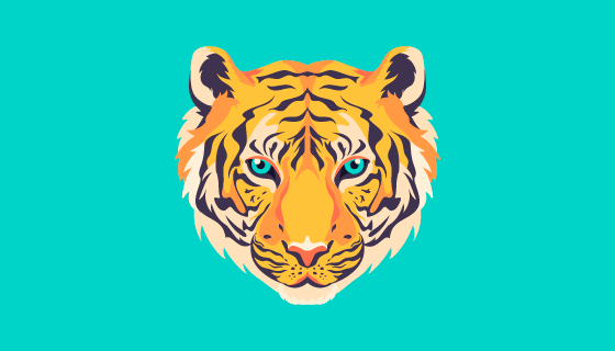 优雅的老虎头矢量素材(EPS/AI/PNG)