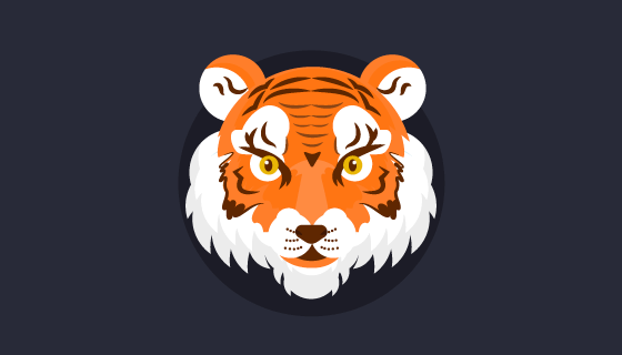 扁平风格的老虎头矢量素材(EPS/AI/PNG)