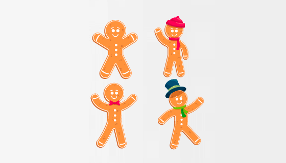 可爱的姜饼人矢量素材(EPS/AI/PNG)