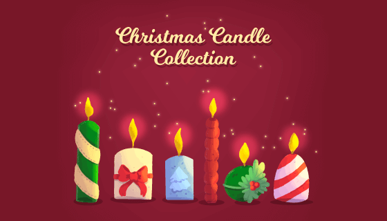 手绘圣诞节蜡烛矢量素材(EPS/AI/PNG)