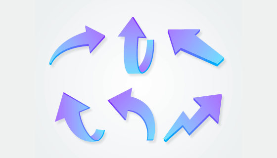 3D渐变箭头矢量素材(EPS/AI/PNG)