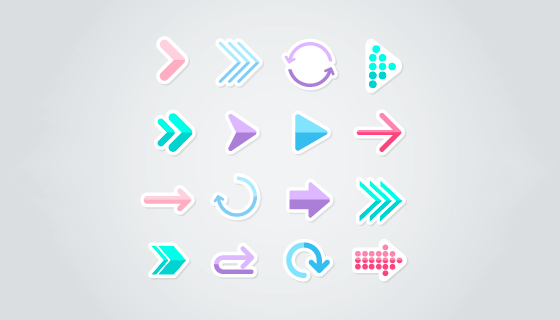 扁平风格各式各样的箭头矢量素材(EPS/AI/PNG)