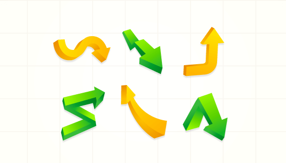 3D渐变箭头矢量素材(EPS/AI/PNG)