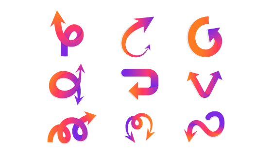 扁平风格渐变箭头矢量素材(EPS/AI/PNG)