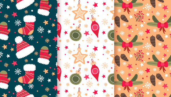 圣诞元素图案背景矢量素材(EPS/AI)