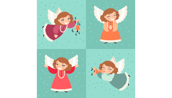 美丽的圣诞天使矢量素材(EPS/AI)