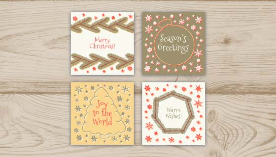 简单朴素风格圣诞节贺卡矢量素材(EPS/AI)