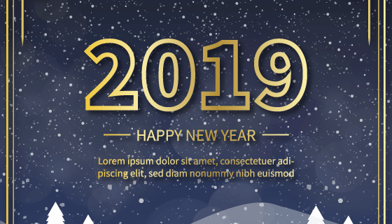 2019新年雪景背景矢量素材(EPS)
