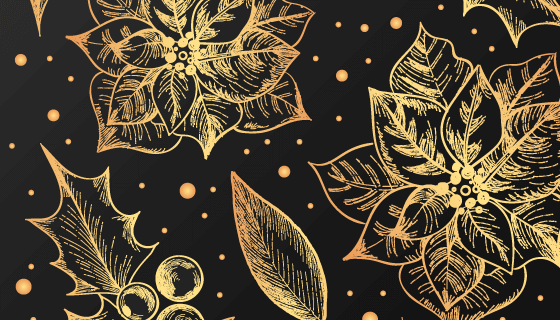 复古花卉圣诞节图案矢量素材(EPS)