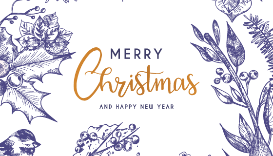 复古花卉圣诞节贺卡矢量素材(EPS)