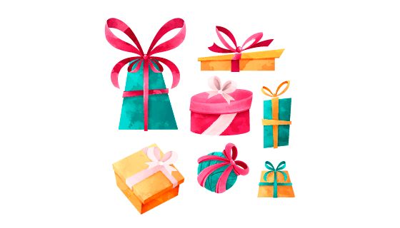 手绘圣诞节礼物矢量素材(EPS/AI/PNG)