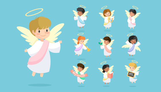 可爱的圣诞天使矢量素材(EPS/AI/PNG)