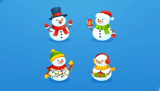 可爱的雪人矢量素材(EPS/AI/PNG)