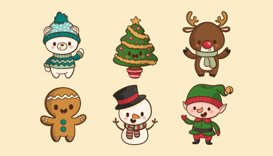 圣诞卡通人物矢量素材(EPS/AI/PNG)