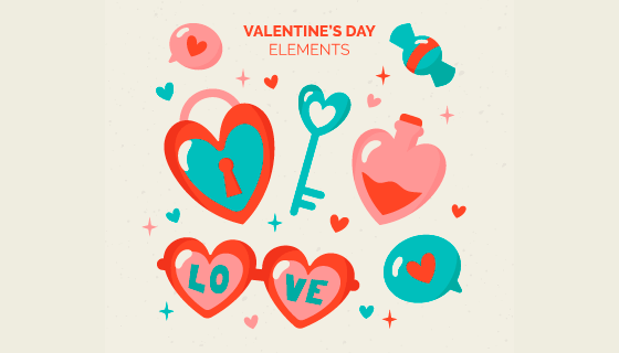 情人节元素矢量素材(EPS/AI/PNG)