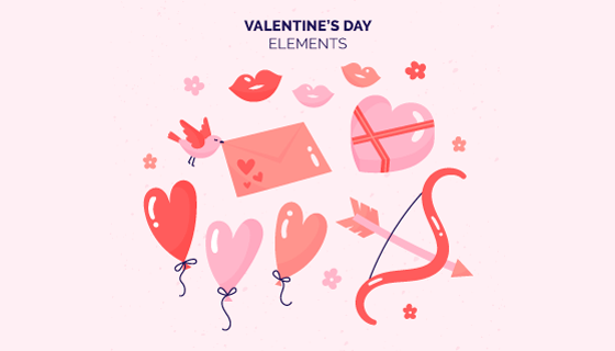 情人节元素矢量素材(EPS/AI/PNG)
