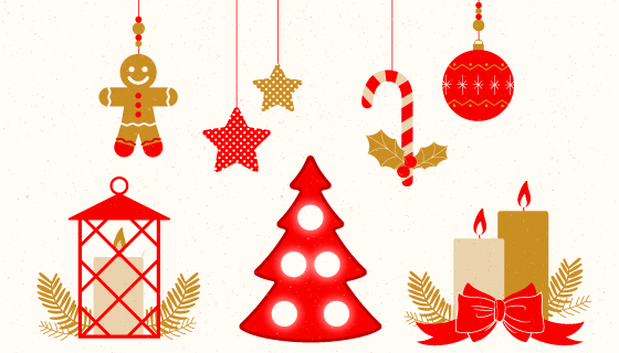复古的圣诞节装饰矢量素材(EPS/AI/PNG)