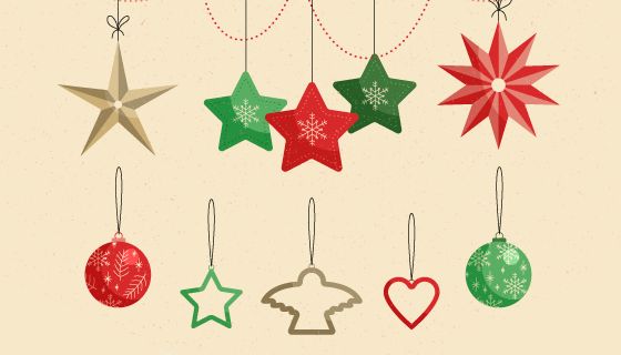 复古的圣诞节装饰矢量素材(EPS/AI/PNG)