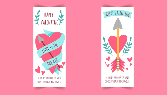 创意情人节爱心banner矢量素材(EPS/AI)