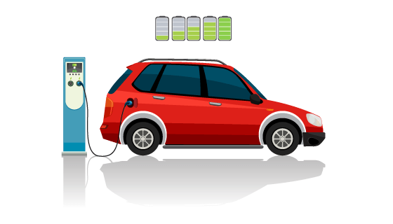 充电的红色电动车矢量素材(EPS)