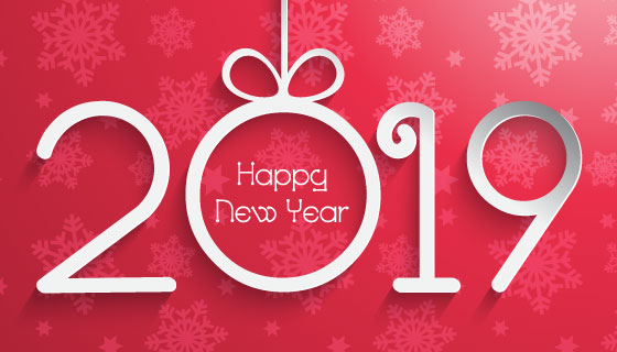 红色2019新年快乐背景矢量素材(EPS)