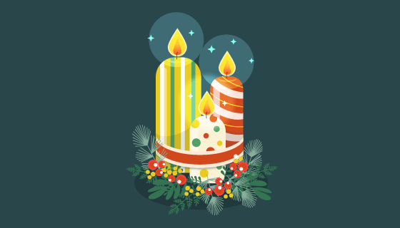 创意圣诞节蜡烛矢量素材(EPS/AI/PNG)